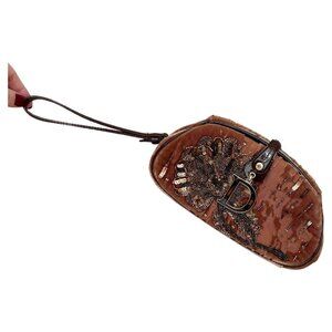 DIOR by JOHN GALLIANO Vintage Brown Velvet Embellished Evening Clutch Bag